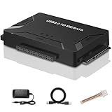EYOOLD Hard Drive Reader, USB 3.0 to IDE and SATA Adapter External Hard DriveConverter for Universal 2.5/3.5 HDD/SSD Hard Drive Disk Includes 12V Power Adapter, Support 6TB - Black