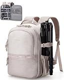BAGSMART 2 in 1 Small Camera Backpack for DSLR, Fits 12.9" iPad, Beige