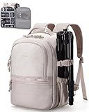BAGSMART Camera Backpack, DSLR SLR Small Camera Bags for Photographers Compatible for Sony Canon Nikon, Shoulder Strap 2-in-1 Travel Backpack Fits 12.9" iPad, Beige