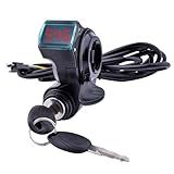 Chokayaky Universal Ebike Throttle with Display 12V-96V Electric Scooter Ignition Lock Key Switch 5 Wires Scooter Key Ignition e-Bike Thumb Throttle and Display Electric Scooter Throttle Replacement