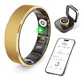 prxxhri Smart Health Ring, Featuring Heart Rate, Stress and Sleep Monitoring Functions, Compatible with iPhone and Android, Waterproof Fitness Tracker for Women & Men, No Subscription Fee. (Gold, 10)