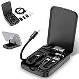 Multi-Functional Compact Cable Card with 22" USB-C Cable & USB-A/Micro-USB/Light/OTG USB Adapter Kit Cable Convertor Storage Box for Traveling Phone Pad Charging PC Computer Data Transfer