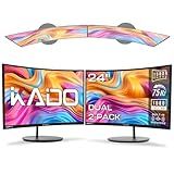Kado Dual Monitor Setup - 2-Pack 24" Curved 1920x1080 Computer Monitor 1500R 75Hz VESA Mount HDMI Office Gaming Hybrid Built-in Speakers (C24X Dual Series)