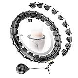 RJOP Weighted Hoop Fitness Circle – 32 Detachable Segments, 65-Inch Plus Size, Efficient Home Fitness and Weight Loss for Adults & Women (Black)