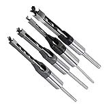 SaferCCTV Square Hole Drill Bits for Wood, 4Pcs Woodworking Mortising Chisel Set Bit 1/4-Inch, 5/16-Inch, 3/8-Inch, 1/2-Inch