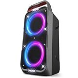 Foxdawn Portable Bluetooth Speaker: 240W Peak Powerful Loud Sound Deep Bass Wireless Boombox Large Subwoofer 15 Hours Battery Life Fast Charging with Led Light Show for Party Outdoor Camping Backyard