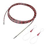 Pastlla 0.26"/6.5mm Fish Tape Cable Puller Kit, Electrical Cable Puller Through Wall Wire Guide Device Threader Fish Fastener, 3 Wires Twisted with Guide Spring(5M)