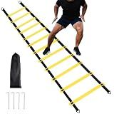 RUBY.Q 12 Rungs Agility Ladder Set, 20ft Speed Training Ladder with Steel Stakes and Carry Bag for Soccer, Speed Fitness Feet Training