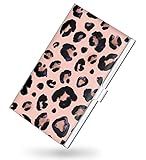 xiviers Business Card Holder，Color Printing Men's and Women's Business Card Case，Ultra-Thin Metal Business Card Organizer，Carry-on Pocket Wallet Business Card Holder,Pink Leopard Print