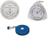 EMI 3 Piece Fitness Body Mass Index Measurement Set: BMI Wheel Calculator, BMI Triangle Calculator Body Tape Measure, and Standard Body Tape Measure