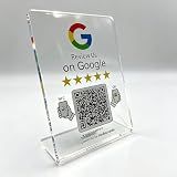 Review Us Stand for Google (1 Pack)– NFC & QR Code, Clear Acrylic Display for Reviews Sign, Boost Reviews & SEO, Easy Setup, Smartphone Compatible (1, 6.3 * 4.45 inch)