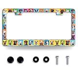Dog License Plate Frame Puppy Pet License Plate Frames Funny Stainless Steel Accessories Cars Decor with 2 Holes and Screws Fits Standard Us Ca Vehicles License Plate Holder 12.2 X 6 Inch