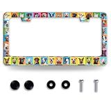 Dog License Plate Frame Puppy Pet License Plate Frames Funny Stainless Steel Accessories Cars Decor with 2 Holes and Screws Fits Standard Us Ca Vehicles License Plate Holder 12.2 X 6 Inch