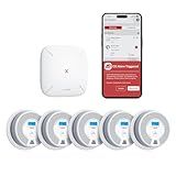 X-Sense Smart Smoke Detector Carbon Monoxide Detector Combo, Battery-Operated (Not AC Hardwired) Interconnected Combination Smoke Carbon Monoxide Detector, 5 Detectors with 1 Base Station, SC07-MR51
