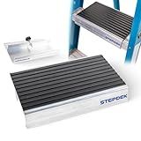 StepDek Aluminum Step Ladder Platform Attachment - Anti-Slip Ladder Work Platform Accessories for Stabilizer - Compact, Lightweight, Rubberized Non-Slip Grip Pad for Painters, Electricians & DIY