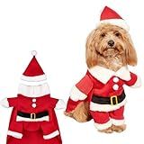 Pet Christmas Costume for Small & Medium Dogs and Cats - Santa Outfit Cosplay Costumes with Hat, Perfect for Holiday Parties,M
