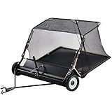 KARHDIR 52inch Tow Behind Lawn Sweeper,26 cu. ft Large Capacity,Heavy Duty, Folding Leaf Collector with Dumping Rope,Adjustable Sweeping Height for Yard, Lawn, Farm