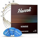 HAVENDI® Guitar Strings I Acoustic guitar strings with Phosphor Bronze Coating I Brilliant Sound Quality I Includes 3 Picks
