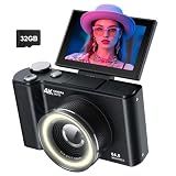 W & O Digital Camera for Teens,Y2K CCD Digital Camera with 32G SD Card,180° Flip Screen Camera for Photography Vlogging with Fill Light, Point and Shoot Digital Cameras for Beginner(Black)