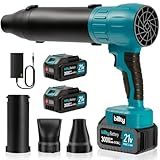 Billty Cordless Leaf Blower, Powerful Handheld Leaf Blower + 3 Nozzles and 2 Batteries with Level Indicator, Stepless Speed Control, Blowers for Lawn Care, Patio Cleaning and Dust
