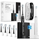 Aquasonic Duo Series PRO UV - ADA Accepted Electric Toothbrushes with UV Sanitizer - Inductive Charging Base - 5 Modes with Smart Timers - 10 Proflex Brush Heads & 2 Travel Cases