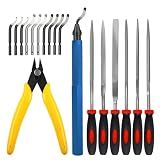 VASTOOLS 18Pcs 3D Printer Deburring Tool Kit - 10 Interchangeable Blades, 6 Needle Files & Micro Wire Cutter for 3D Printing, Resin, Plastic Models & DIY Crafts