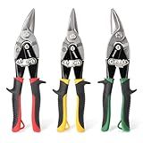 HURRICANE 3 pc Aviation Tin Snips Set, 10 Inch Metal Shears for Straight, Left & Right Curves, Cr-V Steel Blades, Non-Slip TyreGrip Handle, Safety Latch, for Sheet Metal, Gutter, HVAC, DIY