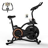 Hillhub Exercise Bike, Stationary Bikes for Home with Grip Pulse Sensor and Stepless Resistance Adjustment, Compact Indoor Cycling Bike with Tablet Mount, Compatible with APP Sync