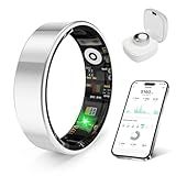 prxxhri Smart Health Ring, Featuring Stress and Sleep Monitoring Functions, Compatible with iOS and Android,Waterproof Fitness Tracker for Women & Men, No Subscription Fee. (Silver, 8)
