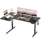 Acrolix L Shaped Electric Standing Desk - 71x43.5 Inch Reversible Corner Sit Stand Desk with Hook&Cup Holder,Electric Height Adjustable Table,for Home Office Gaming&Trading Computer Desk, Black