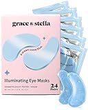 grace & stella Award Winning Under Eye Mask Reduce Dark Circles, Puffy Eyes, Undereye Bags, Wrinkles, Gel Under Eye Patches, Get Well Gifts for Women - Vegan Eye mask (24 Pairs, Blue)