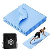 HAPBEAR Foldable Yoga Mat - 72"x24"x0.24" (6mm), Non-Slip TPE Exercise Mat for Home Workout, Yoga, Pilates,Stretching, & Travel, Durable & Eco-Friendly, Includes Carry Bag
