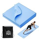 HAPBEAR Foldable Yoga Mat - 72"x24"x0.24" (6mm), Non-Slip TPE Exercise Mat for Home Workout, Yoga, Pilates,Stretching, & Travel, Durable & Eco-Friendly, Includes Carry Bag