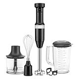 KitchenAid Variable Speed Corded Hand Blender with Accessories, Black Matte, KHBV83BM
