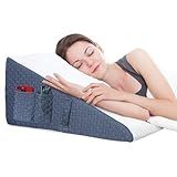 Welzona 12inch Wedge Pillow for Sleep, Updated Bed Wedge, Acid Reflux, Heartburn, GERD, Neck Pain, Cooling Memory Foam Top, Removable Washable Cover Incline Wedge Pillow for Improved Sleep