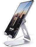 Lamicall Tablet Stand, Adjustable Tablet Holder - Desktop Stand Dock Holder Compatible with 4-13" Tablets Such as iPad Pro 11, 9.7, 10.5, 12.9 Air Mini, Kindle, Tab, iPhone Air 17 Pro Max, Silver