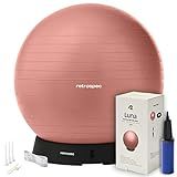 Retrospec Luna Exercise Ball with Pump - Anti-Burst Fitness Equipment for Yoga, Core Training & Stability - Home Gym Swiss Ball for Office & Pregnancy
