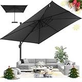 Hotime 10ft Patio Umbrella Outdoor Patio Height adjustable and Windproof, Heavy Duty Aluminum Square Offset Patio Umbrella Cantilever Pool Umbrella with 360°Rotation for Garden Deck Pool, Gray