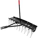 Suchtale 40inch Tow Behind Dethatcher with 20 Spring Steel Tines,Lawn Sweeper Garden Grass Tractor Rake Removes Thatch from Large Lawns, Riding Lawn Mower Attachments for Outdoor Yard Tools Lawn Care