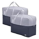 75L Large Zipper Comforter Storage Bag, Folding Blanket Storage Bag with Reinforced Handle, Under-Bed Storage for Bedding, Clothes, Pillows, Grey