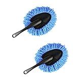 KVAEY 2 PCS Car Dash Duster Brush, Super Soft Microfiber Multi-Functional Car Cleaning Brush, Scratch Free Dash Dusting Tool with a Anti-Skid Handle for Vehicle Home Kitchen Cleaning (Blue)
