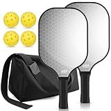 Jobunai 99.9% T300 Carbon Fiber Pickleball Paddles Set of 2 Lightweight Aesthetic Pickle Ball Rackets Indoor Outdoor Games Equipment Beginner Intermediate Pro Sports Accessories Gifts for Women Men
