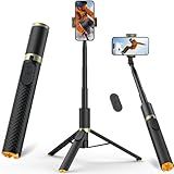 Vimose Phone Tripod & Selfie Stick with Remote, Portable, Lightweight for Video Recording Vlog, Extendable Travel Tripod Stand Compatible with iPhone Android, Black, 62"