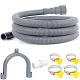 Yeturaaw 6Ft Washing Machine Drain Hose Extension, Dishwasher Drain Hose – No Tools Install, Universal Fit for Washing Machine, Dishwasher, Leak-Proof with 4 Adjustable Clamps & U-Bracket