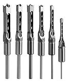 Square Hole Mortise Chisel Drill Bit Tools, HSS Woodworking Hole Saw Mortising Chisel Drill Bit Set Twist Drill, Different Sizes 1/4" 5/16" 3/8" 1/2" 9/16" 5/8"(6pcs)