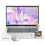 HP 17 Inch Touchscreen Laptop Computer, 17.3" 250 nits Anti-Glare Display, AMD Ryzen 5 7430U, 64GB RAM+2TB SSD, Windows 11 Pro, AI Copilot, Fast Charge, AMD Radeon Graphics, Wi-Fi 6, USB A/C
