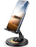 Lamicall Cell Phone Stand for Desk - [360° Rotation] Sturdy Adjustable Desktop Phone Holder, Foldable Mobile Stand, Office Desk Accessories Gifts for iPhone 17 16 15 14 Pro Max, Galaxy S25, Cellphone