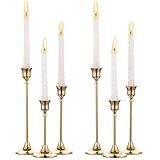 2 Sets(6 Pcs) Brass Gold Metal Taper Candle Holders Candlestick Holders, Vintage Modern Decorative Centerpiece Candlestick Holders for Table Mantel Wedding Housewarming Gift