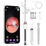 Tonsil Stone Remover with Camera - 1296P HD Larger View & Clearer Images Tonsil Stone Remover Kit with LED Light Tonsillolith Removal Tool Tonsil Cleaner with 3 Heads, Tonsil Stone Syringe (White)