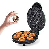 Dash Express Mini Donut Maker - Homemade Dessert Maker - Features Double-Sided, Non-Stick Surface & Space-Saving Design - Makes 7 - Aqua